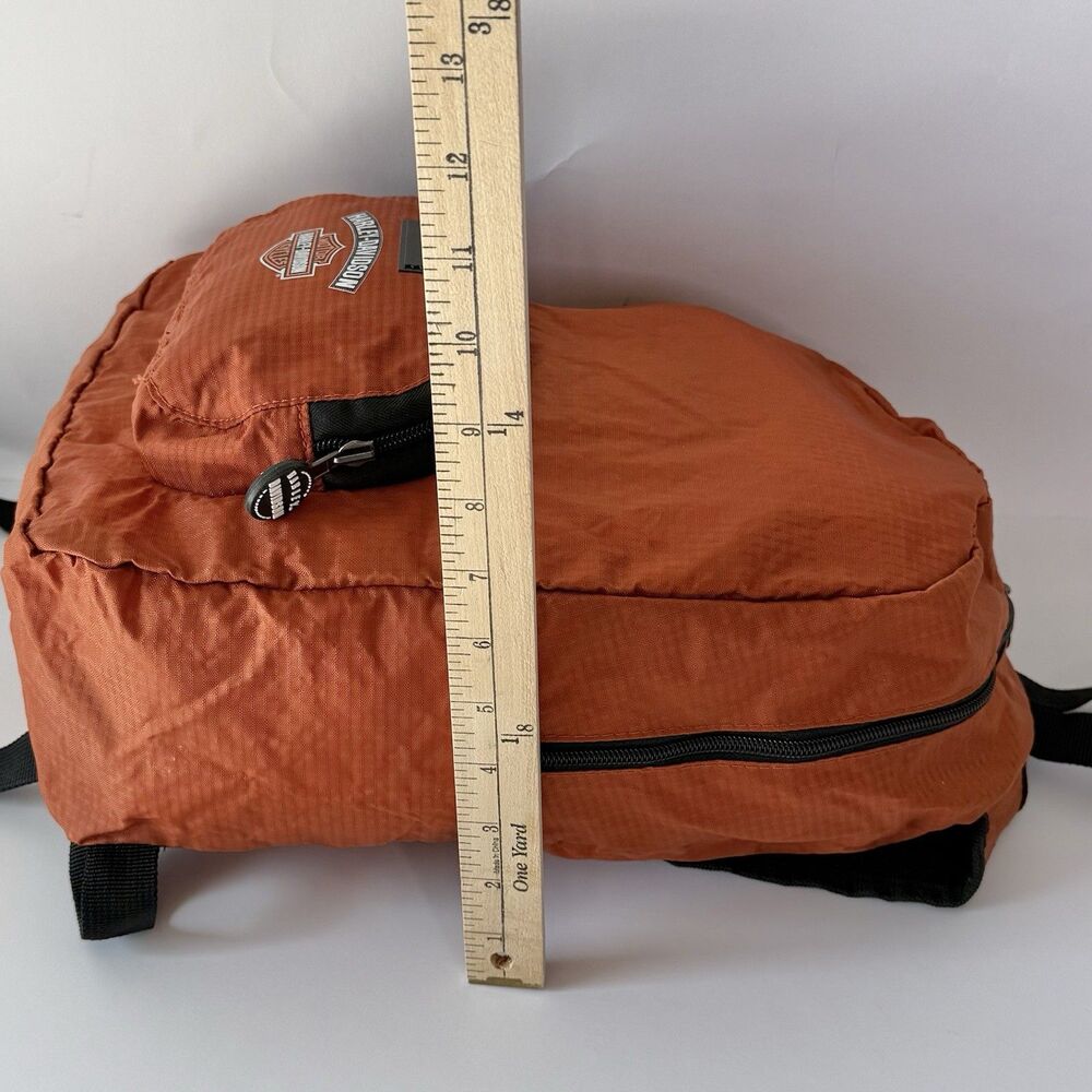 Harley-Davidson w/Bar & Shield Logo Orange Nylon Adjustable Backpack Daypack NEW - Picture 8 of 12